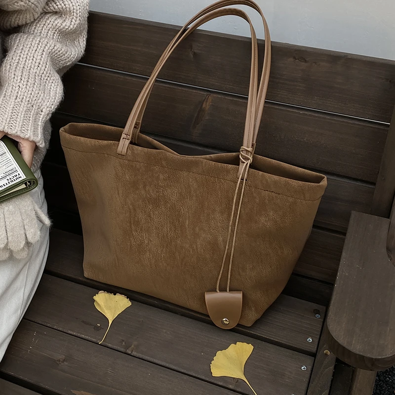 简约包包女式2025新款秋冬大容量棕色托特包通勤斜跨手提单肩包包