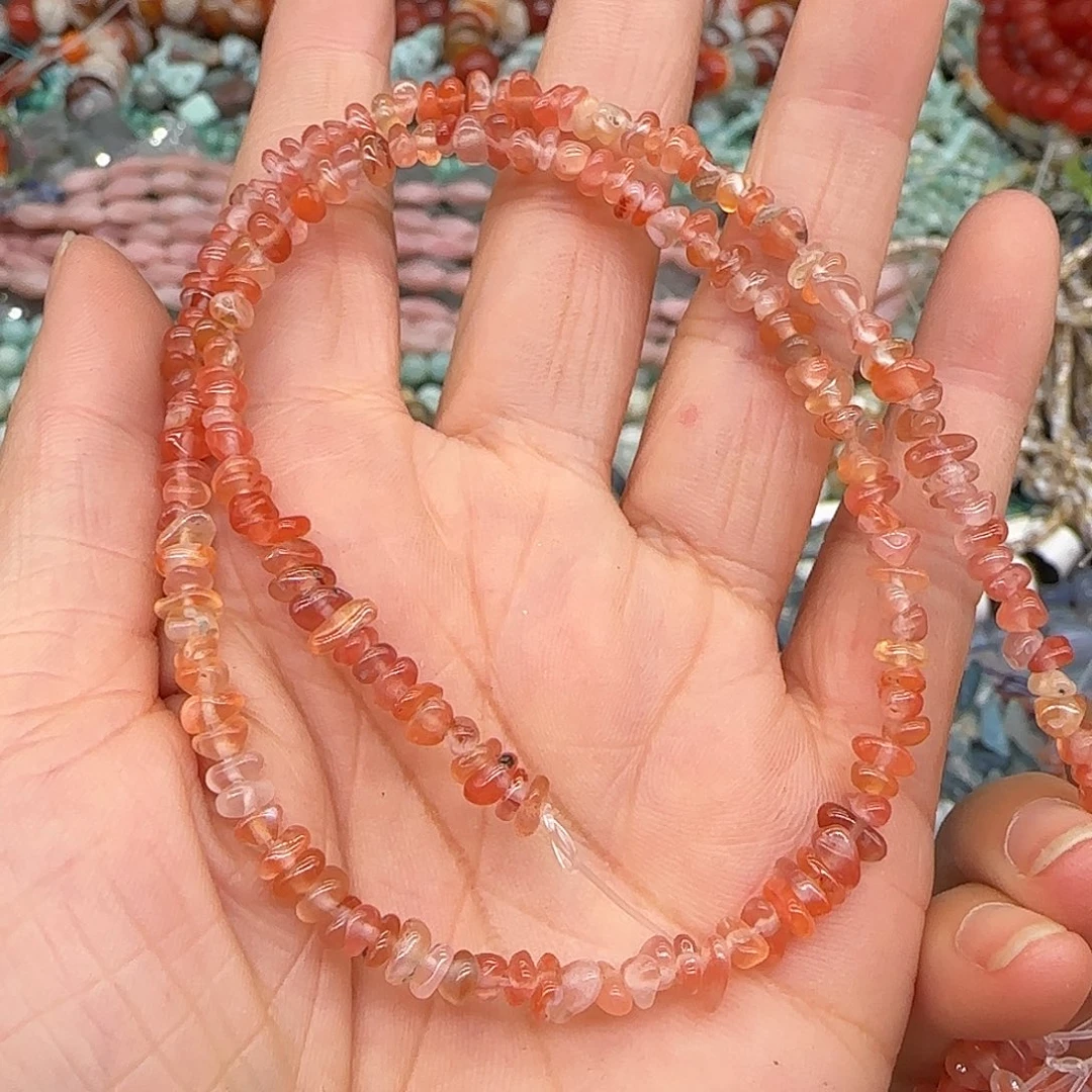 玛瑙/玉髓合金珠宝半成品南红冰飘4-6mm一条