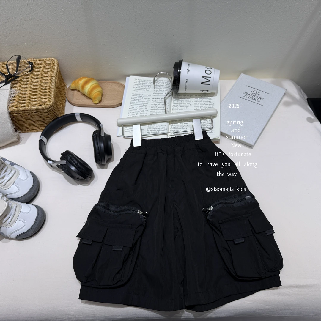 儿童夏季潮酷工装中裤D-5464欧若风穿搭时尚帅气过膝短裤男女款