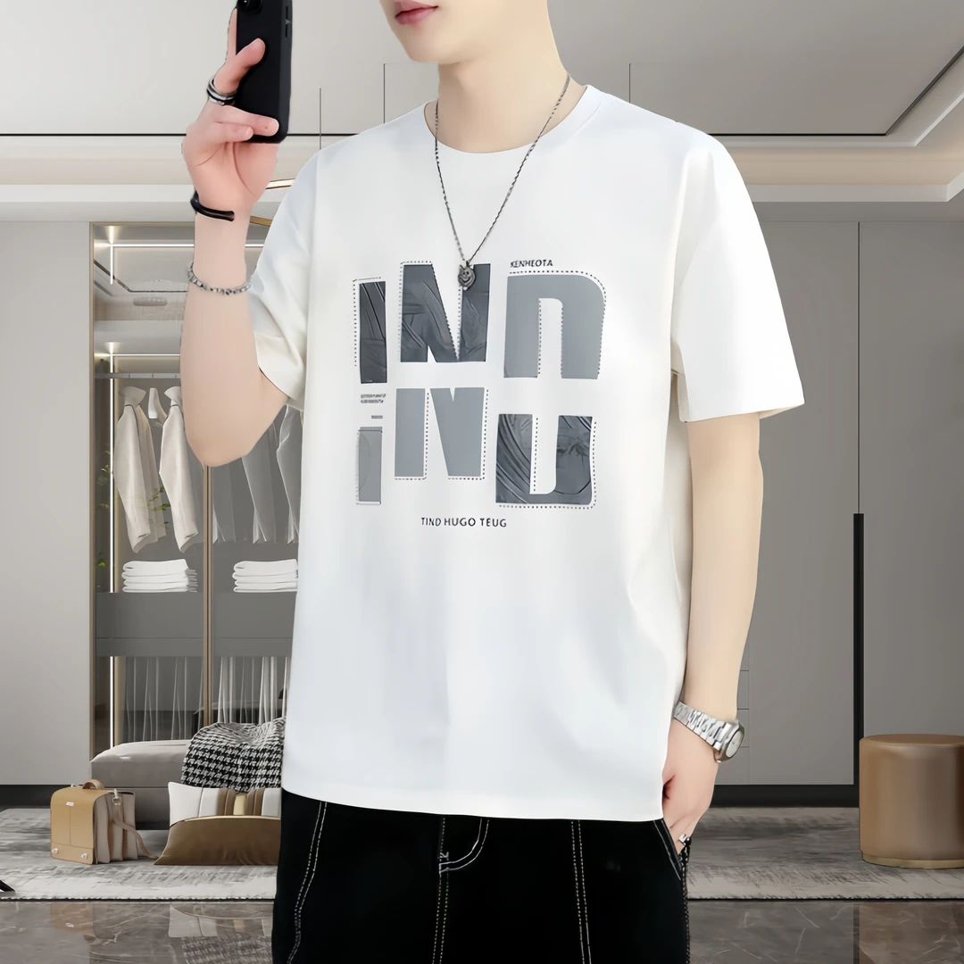 【专柜正品】潮流春夏新款纯棉短袖T恤男休闲大码潮牌半袖圆领印花