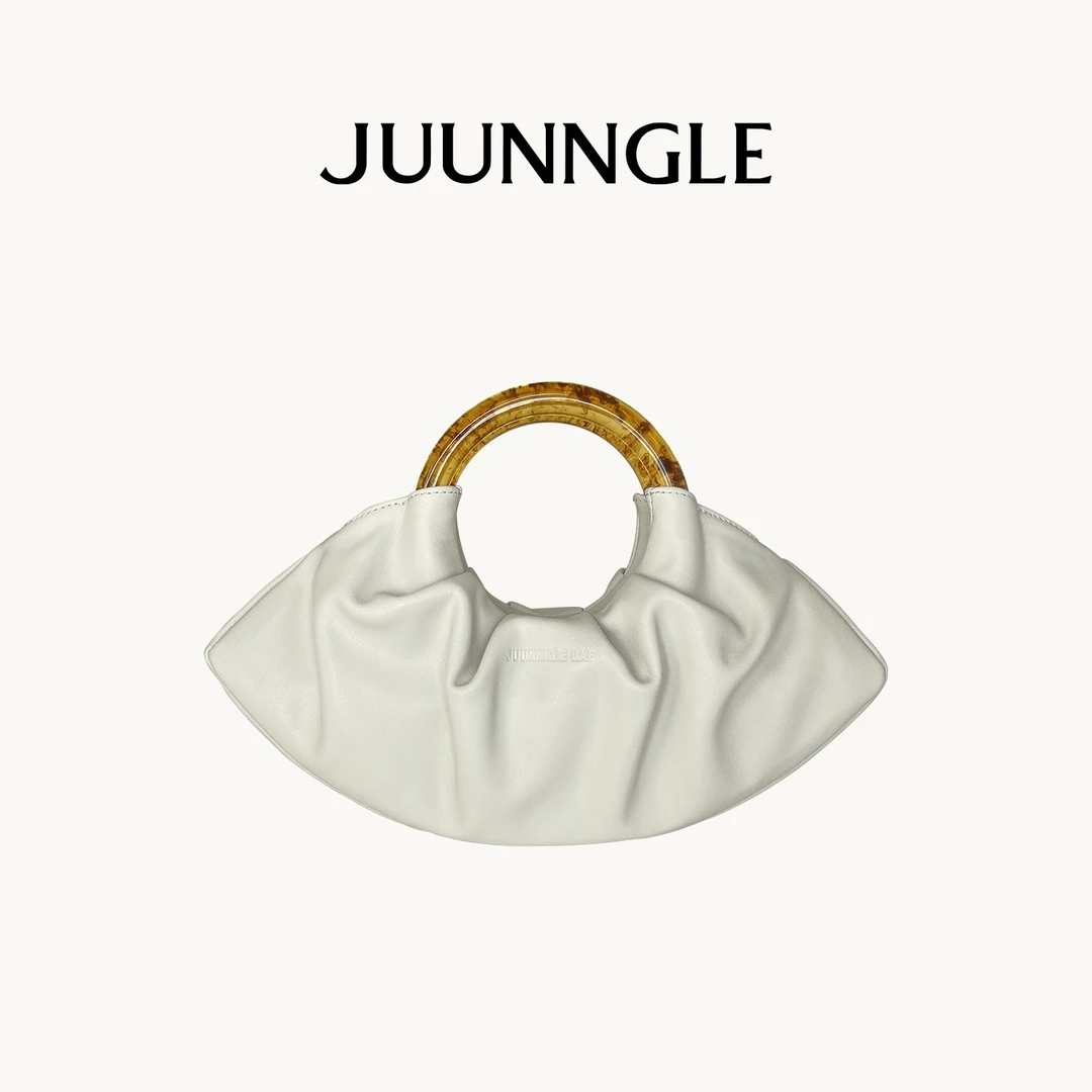Juunngle洲谷牛角包原创小众气质时尚百搭纯色真皮腋下潮流手拎包