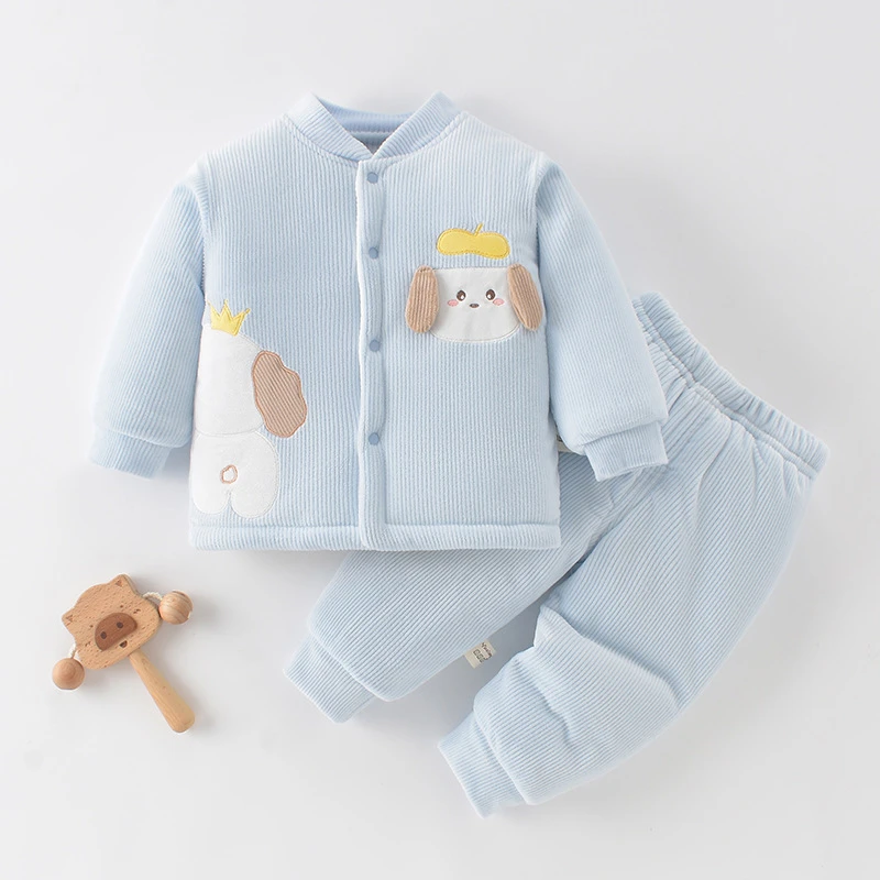 婴儿棉衣棉裤宝宝冬装套装保暖秋冬季夹棉分体婴儿棉服简约舒适潮