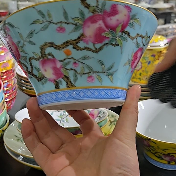 琴***瓷片珐琅彩6.7寸2个面碗66666666666