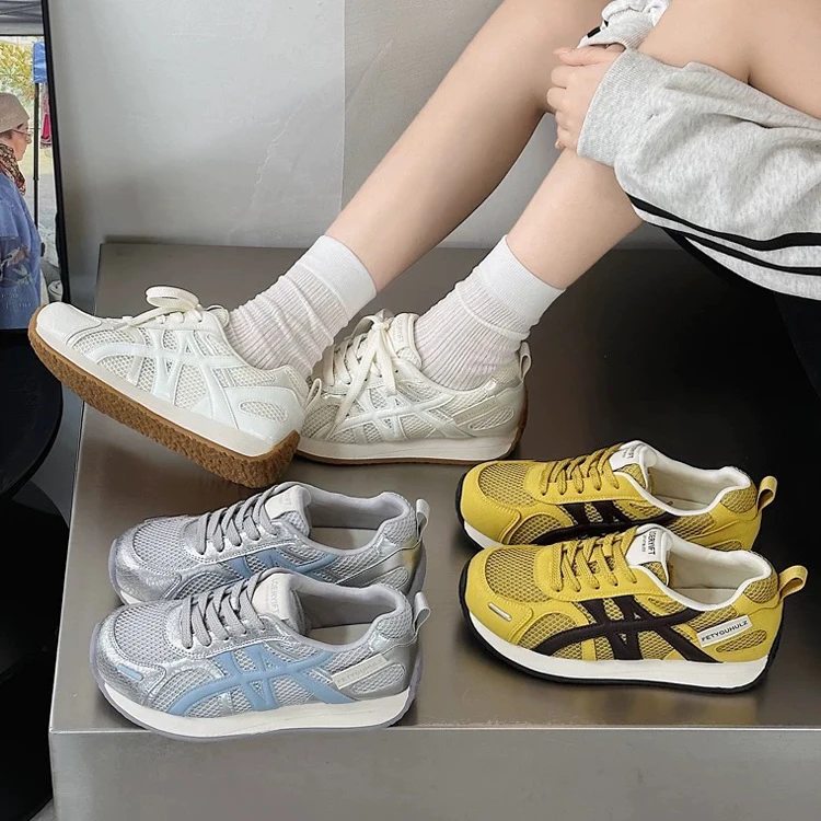 轻便透气女鞋真皮显脚小德训鞋女2025春夏季新款休闲百搭阿甘鞋