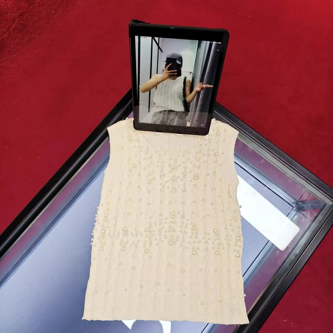 4670 钉珠吊带背心法式复古修身短款无袖