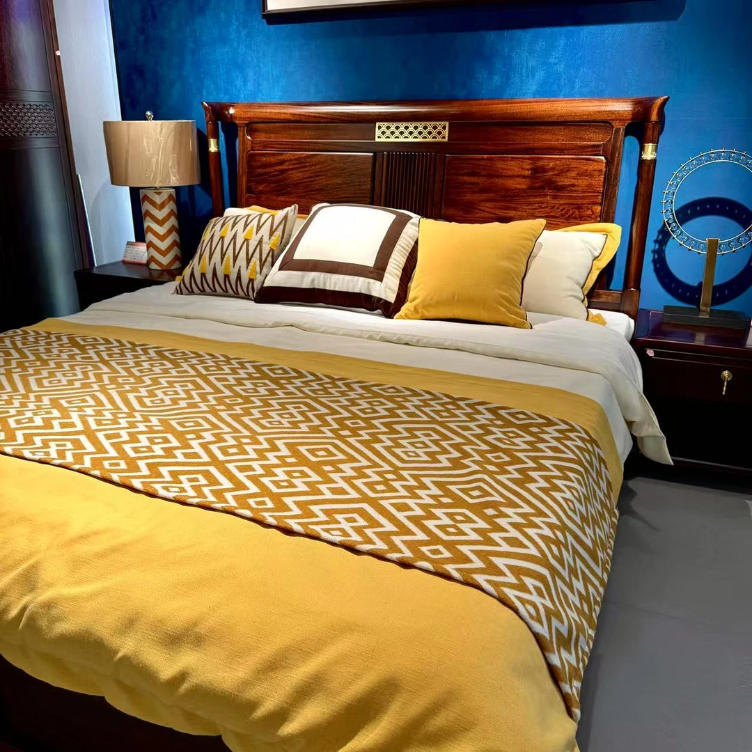 锦福轩  黑檀木全实木床新中式床1.8m轻奢双人床婚床主卧大床定制