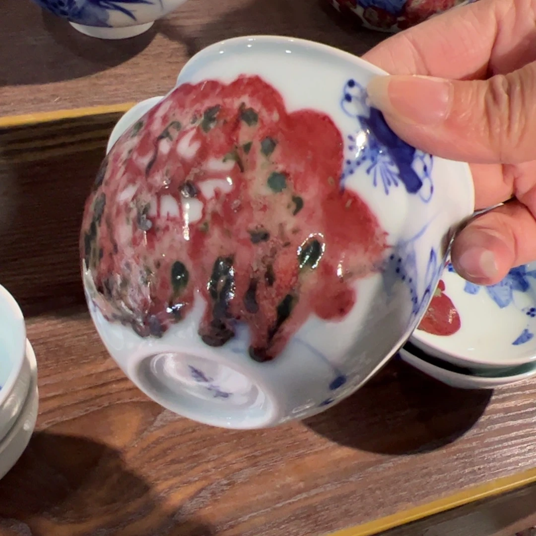 杯原矿青花釉里红瓷器