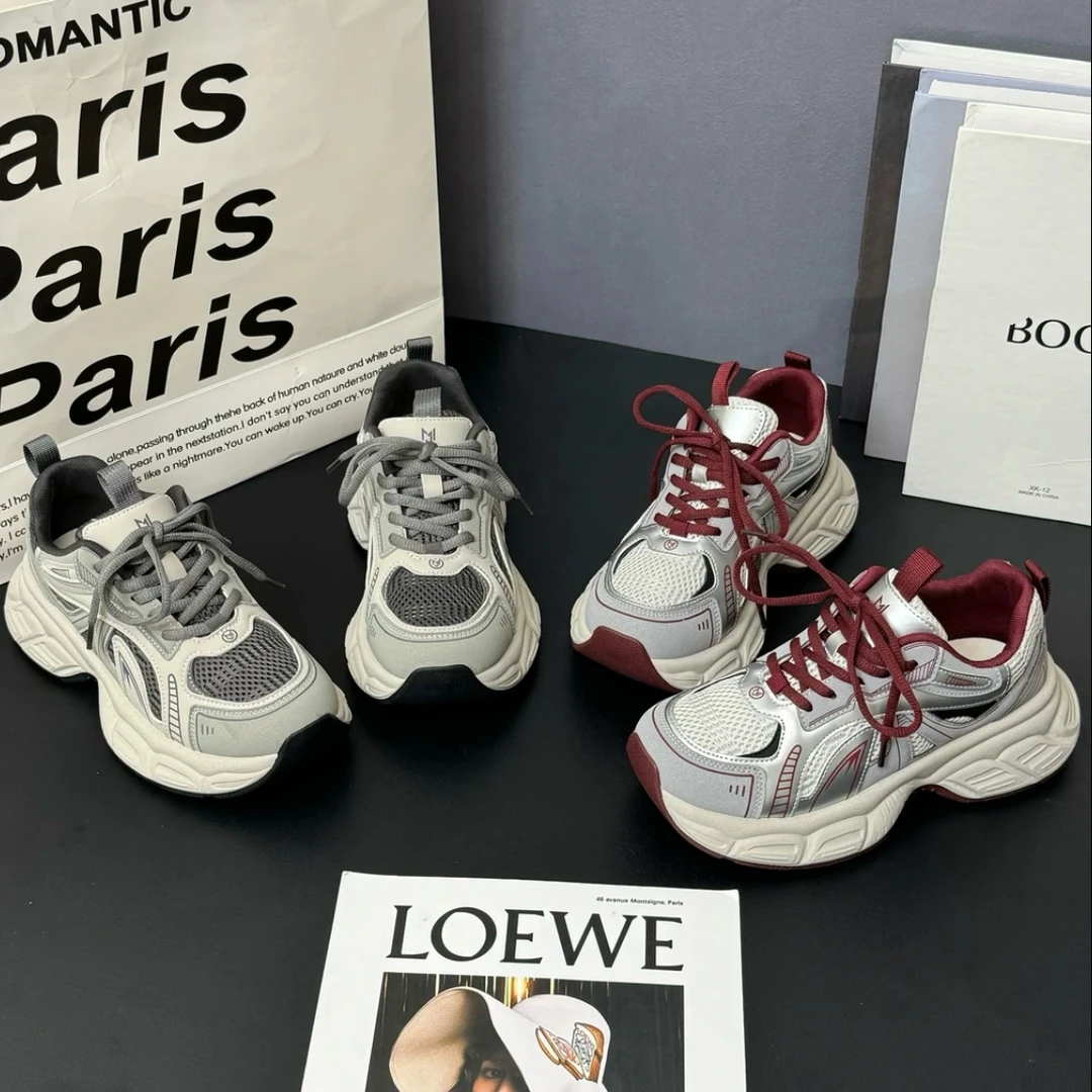 老爹鞋2025春季新款百搭休闲鞋女网面透气