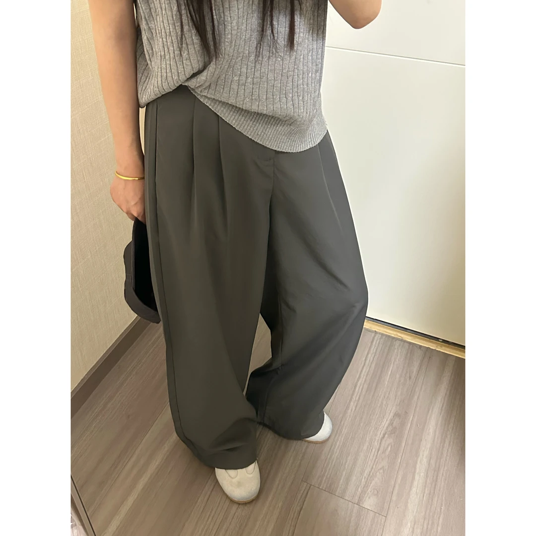 【现货+运险】冰丝阔腿裤女春夏薄款宽松显瘦垂感慵懒风山本裤子