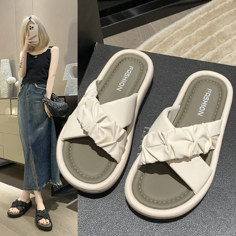 ☆兰诗芙★网红时尚凉鞋外穿2025年夏季新款百搭防滑沙滩韩版凉托鞋