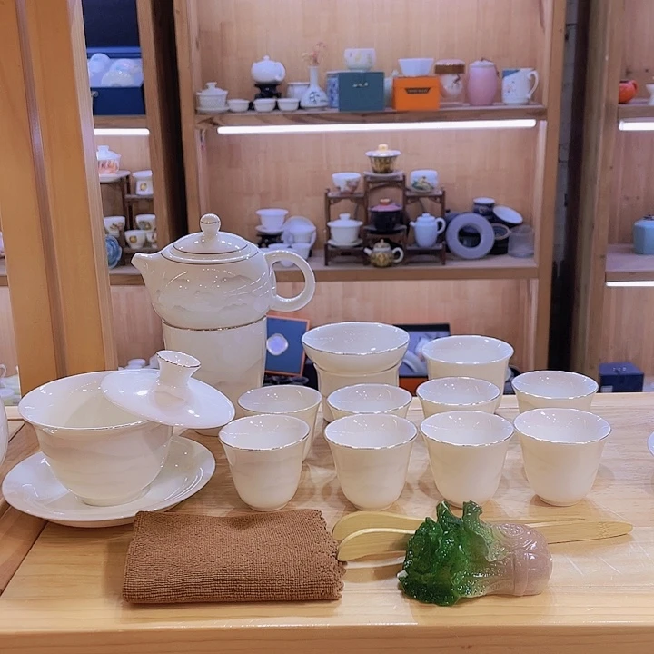 水墨千里羊脂玉套装