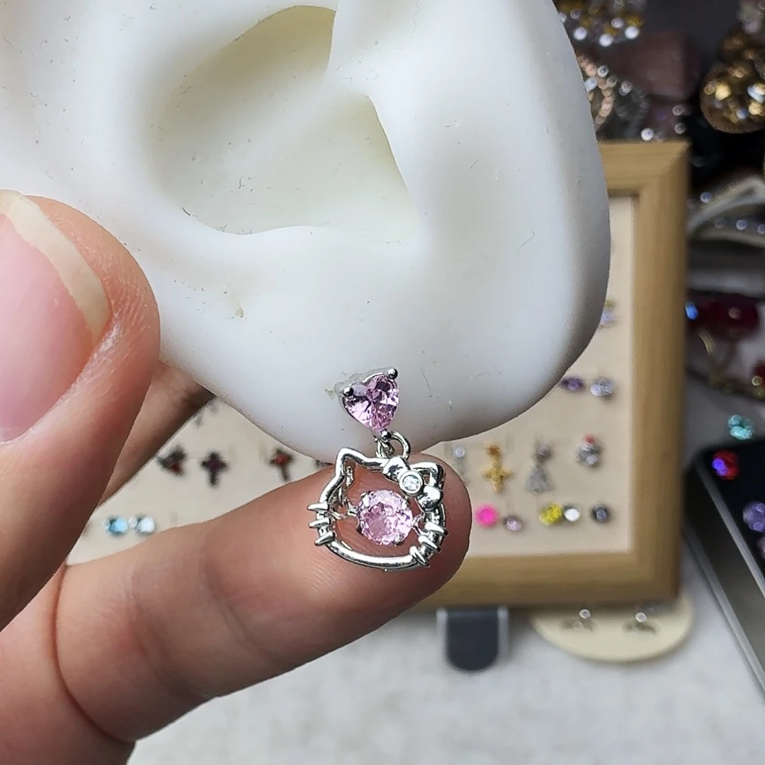 锆石合金合金粉色提溜小猫