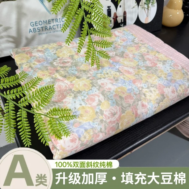 单人-纯棉夏被(加厚不加价-大豆棉)碎花全棉夏凉被空调被可机洗