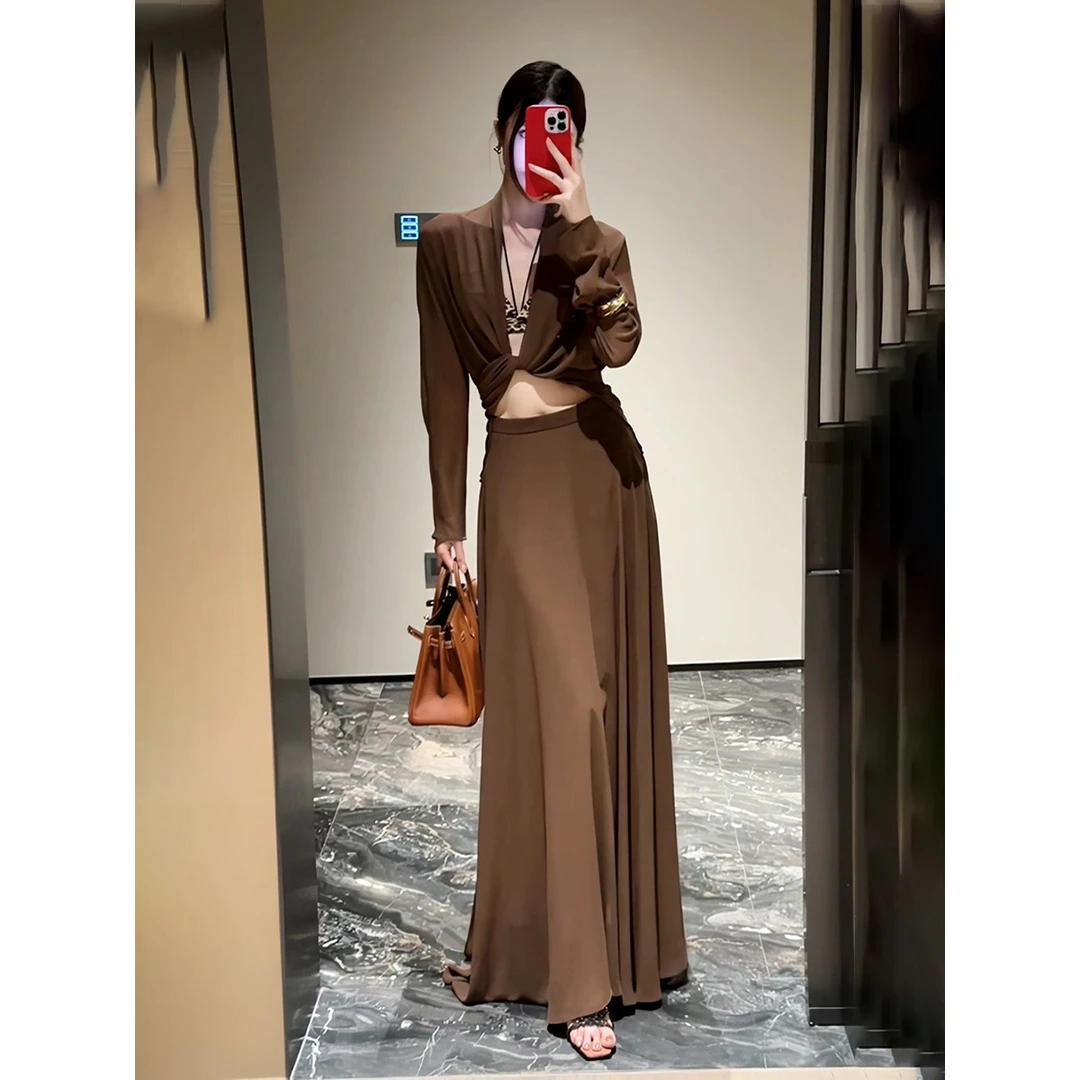 复古修身套装裙女2025夏季新款御姐气质薄款衬衫高腰半身裙两件套