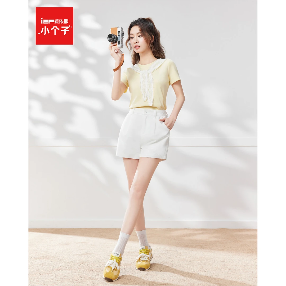 IEF/爱依服2025夏季新款通勤时尚穿搭纯色简约百搭减龄显瘦女短裤