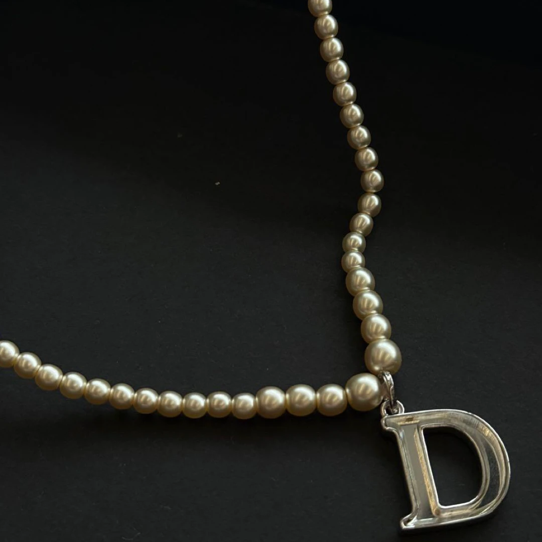 95新 DIOR/迪奥 透明大d logo珍珠项链70996790