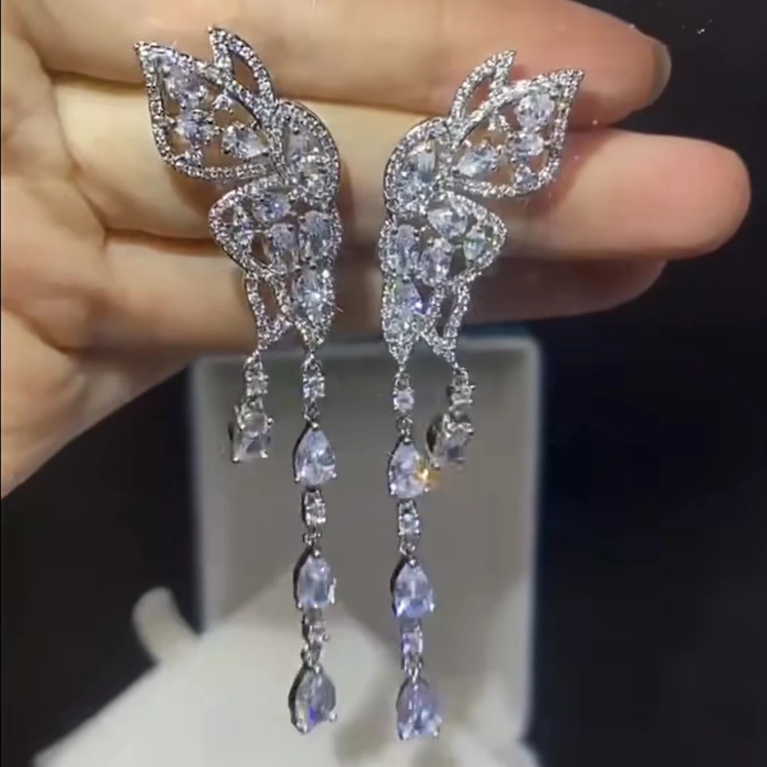 合金耳饰 2465新款灵动气质蝴蝶耳夹大气百搭新娘婚纱礼服配饰