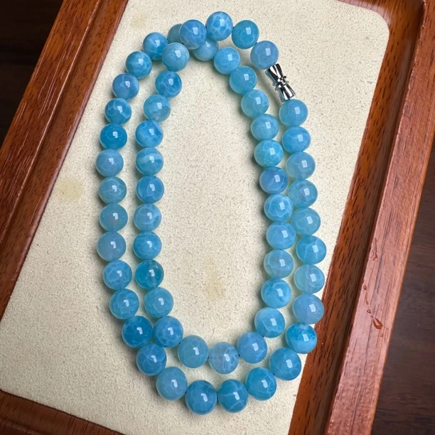 【艺品堂】8mm海蓝色-龙-纹妈妈链-新款项链达人