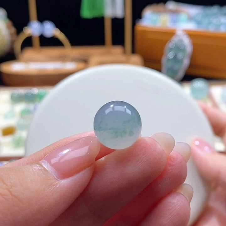 翡翠未镶嵌吊坠(不含链)冰胶飘蓝珠 13.6mm