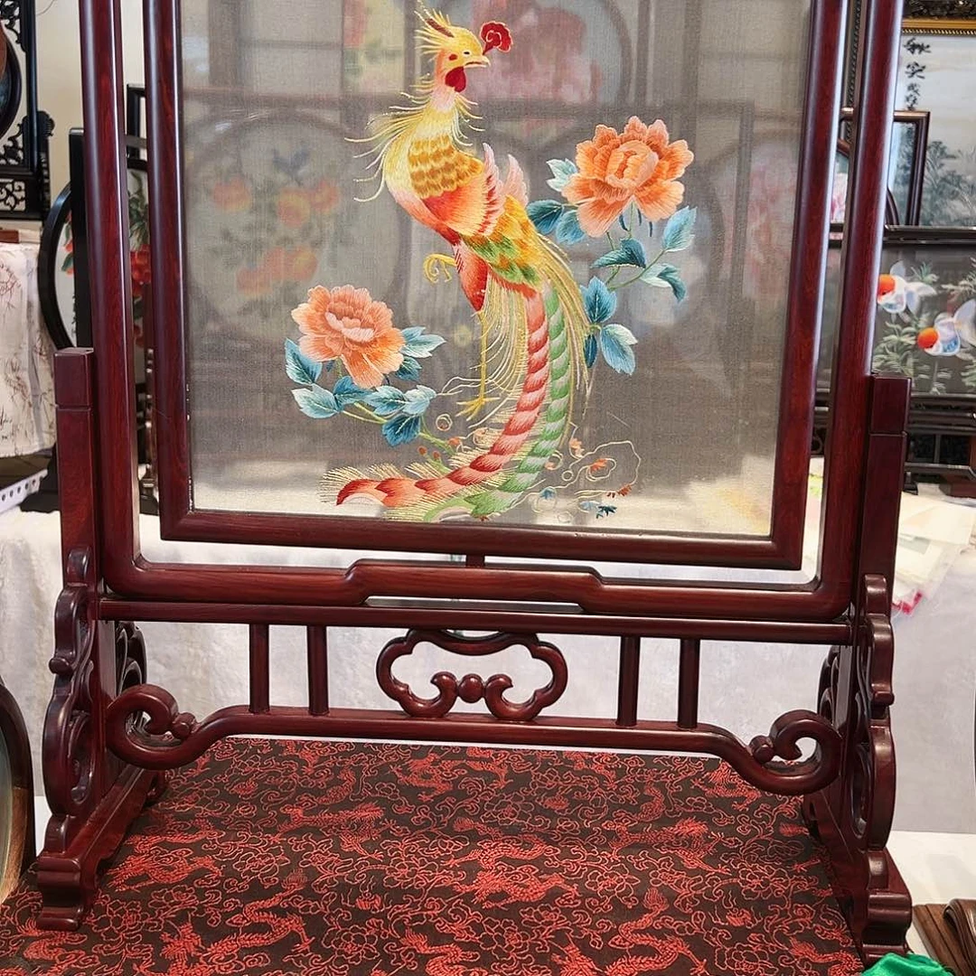 织绣苏绣摆台红木手工