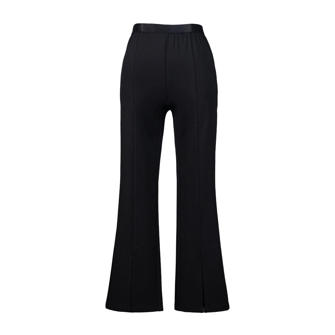 高腰休闲裤高腰修身长裤微喇叭修身阔腿裤弹力外穿显瘦