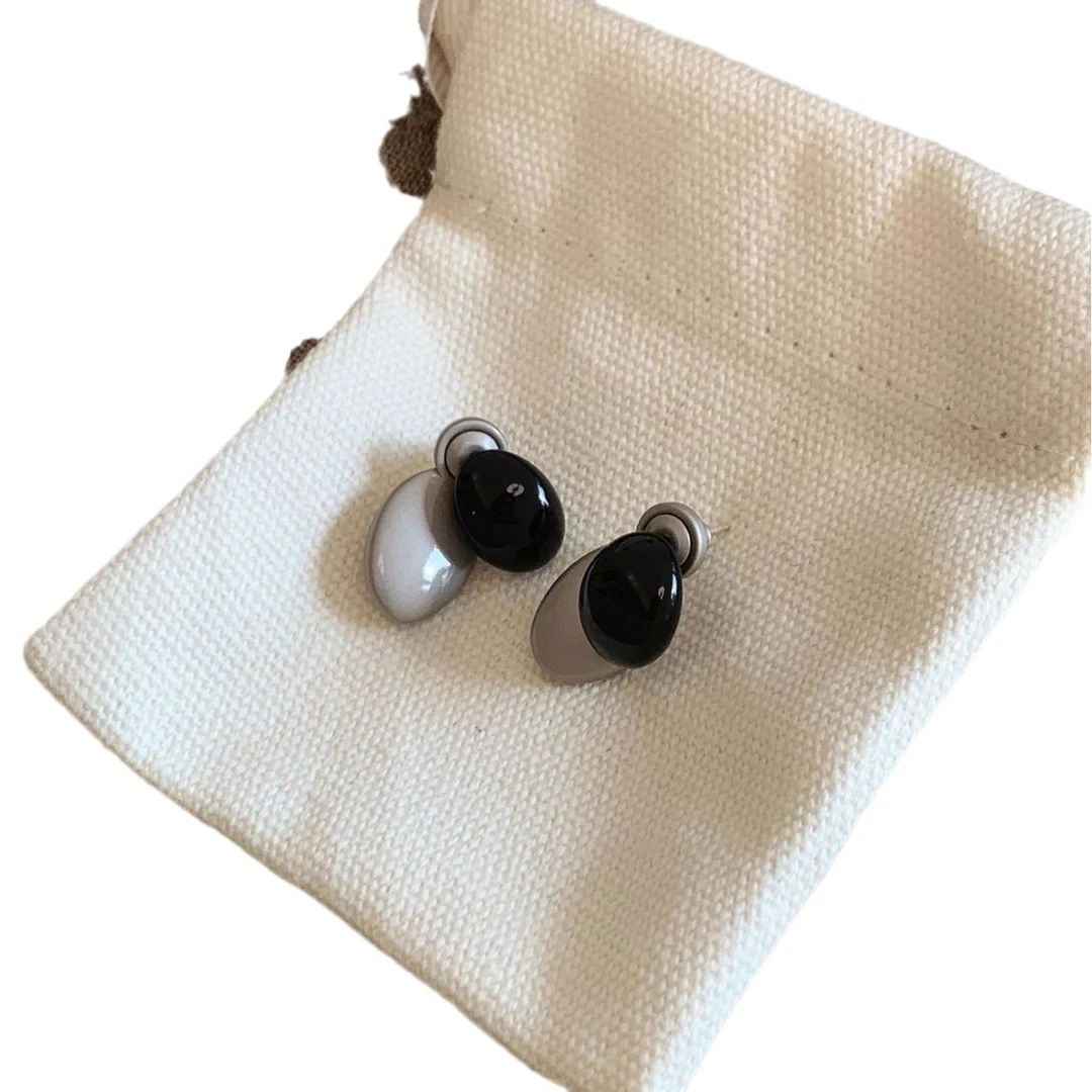 铜合金亚克力耳饰 铜合金亚克力耳饰科技感 一款两戴小众设计黑灰