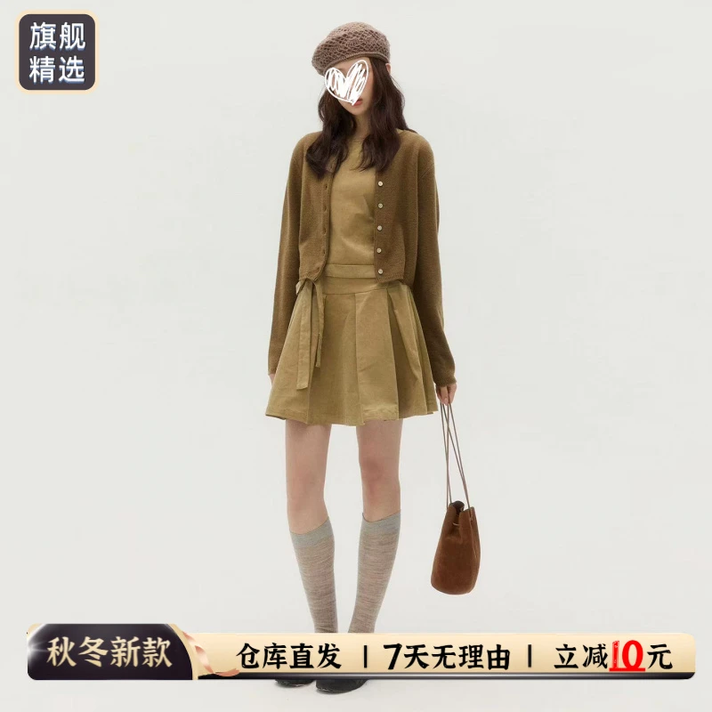 法式气质灰色背心波点连衣裙子女秋冬氛围感高级感韩系穿搭一整套