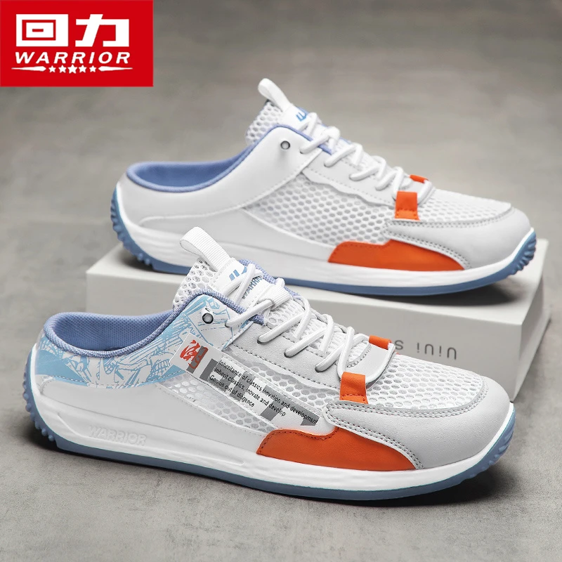 回力男鞋冬季新款透气网面懒人一脚蹬半拖无后跟休闲沙滩包头拖鞋