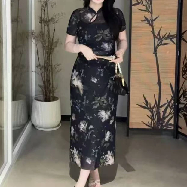 9119-2025年夏季新款时尚气质显瘦百搭旗袍连衣裙