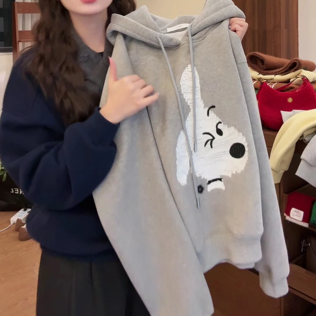 2024韩系气质新款秋冬加厚设计感百搭显瘦连帽卫衣LK2501046