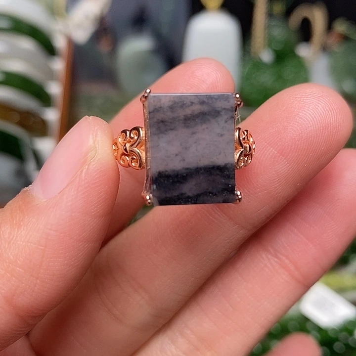 和田玉银S925镶嵌戒指