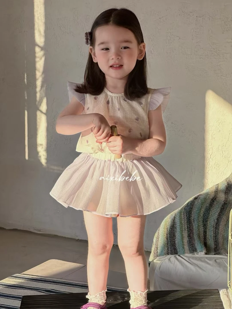 春秋常规韩版夏季女纯色薄款套装女孩公主裙短裙半身裙