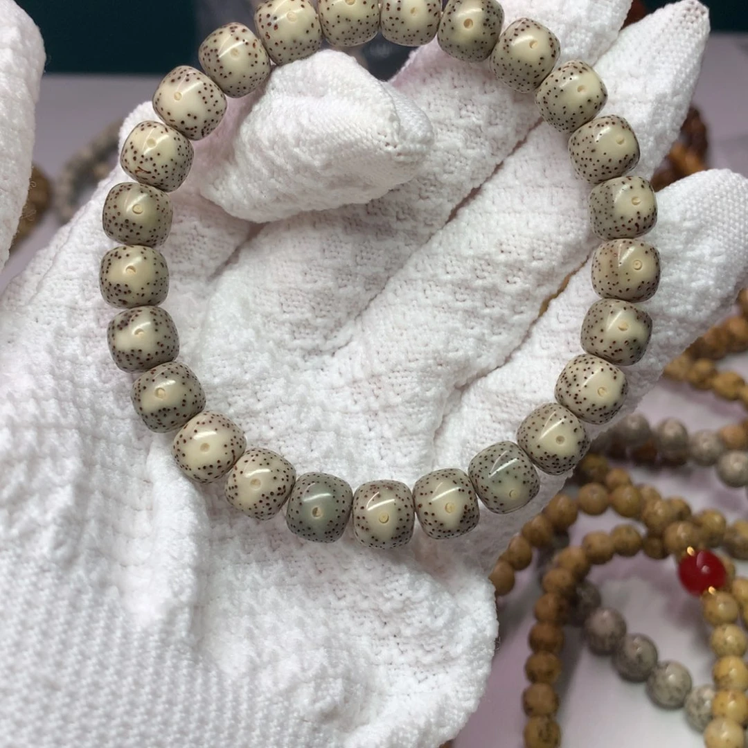 星月菩提手串9×8石玉月留白小细星（练手）