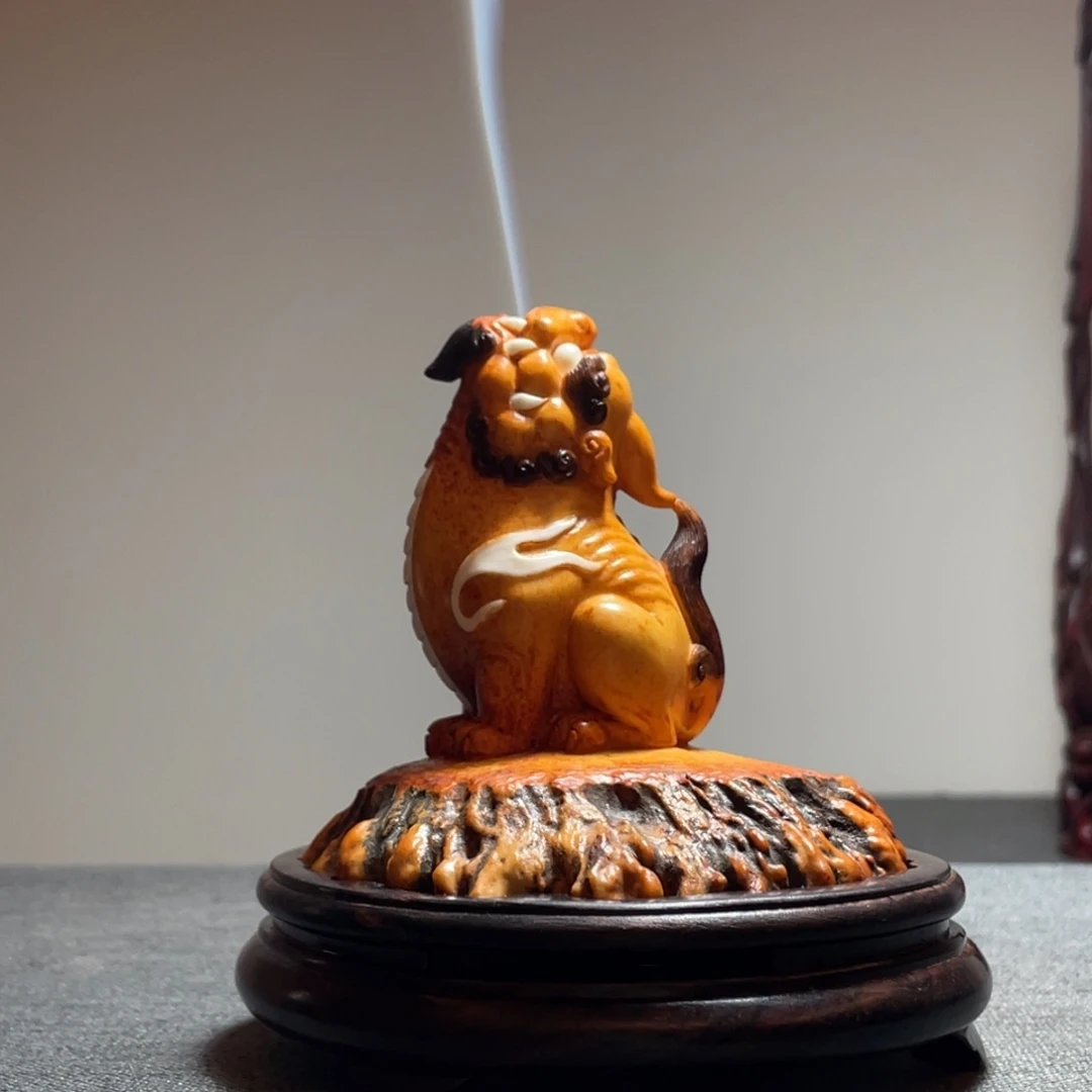 无***相木质鹿角工艺品摆件香炉