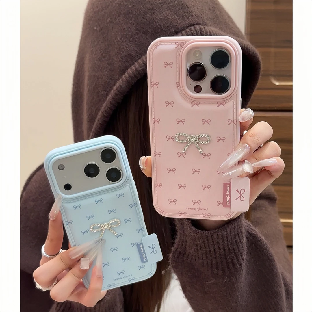 ins韩风闪钻蝴蝶结标签适用苹果17/16手机壳15秋冬14/13PRO女1211