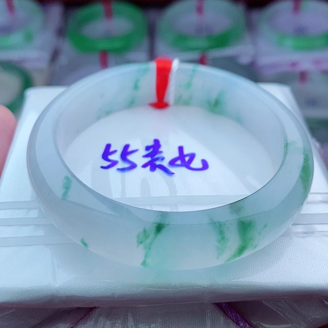 翡翠手镯（贵妃镯）未镶嵌0818-55贵妃 冰飘花 灵动飘逸