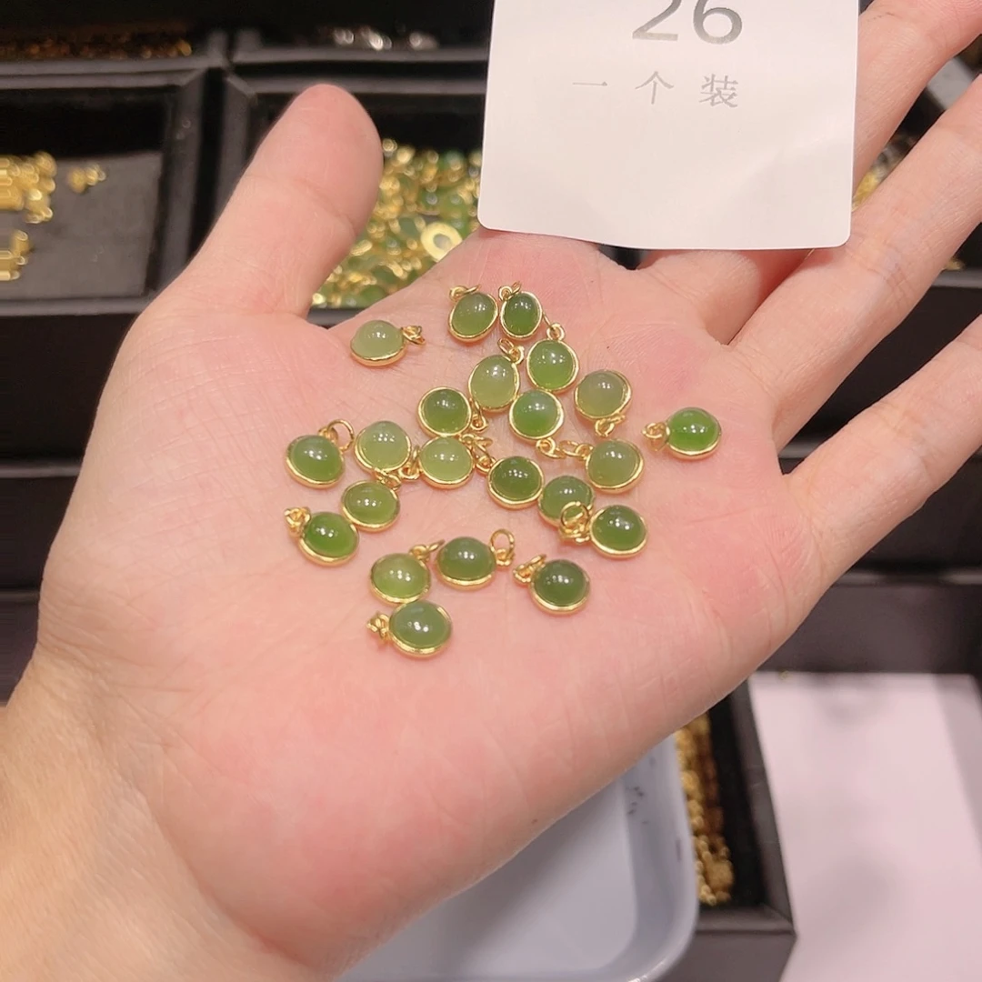 和田玉（碧玉）颈饰银S925镀金镶嵌26