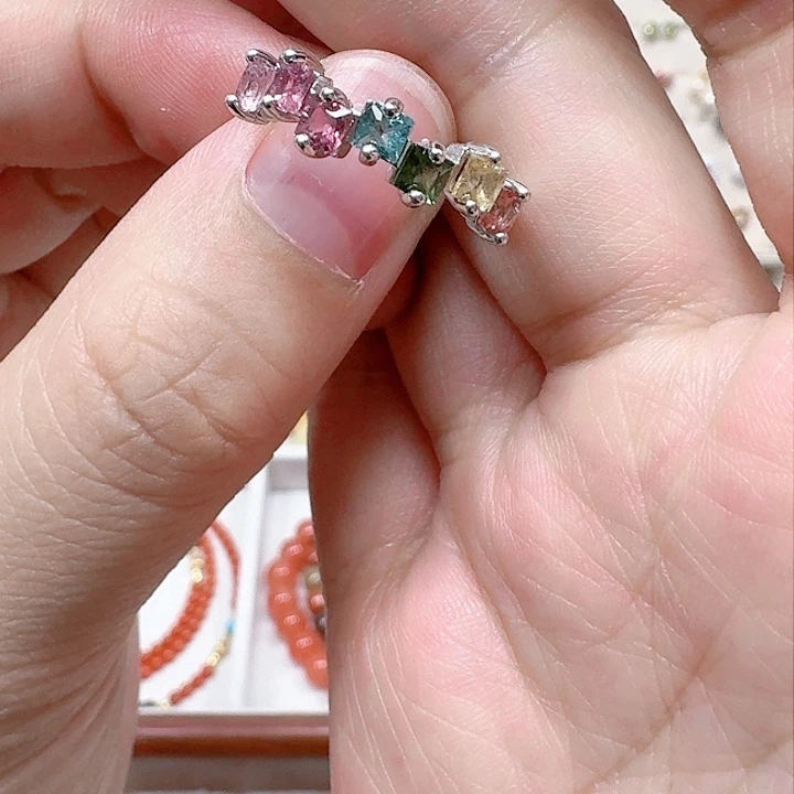 碧玺戒指银S925镶嵌戒指