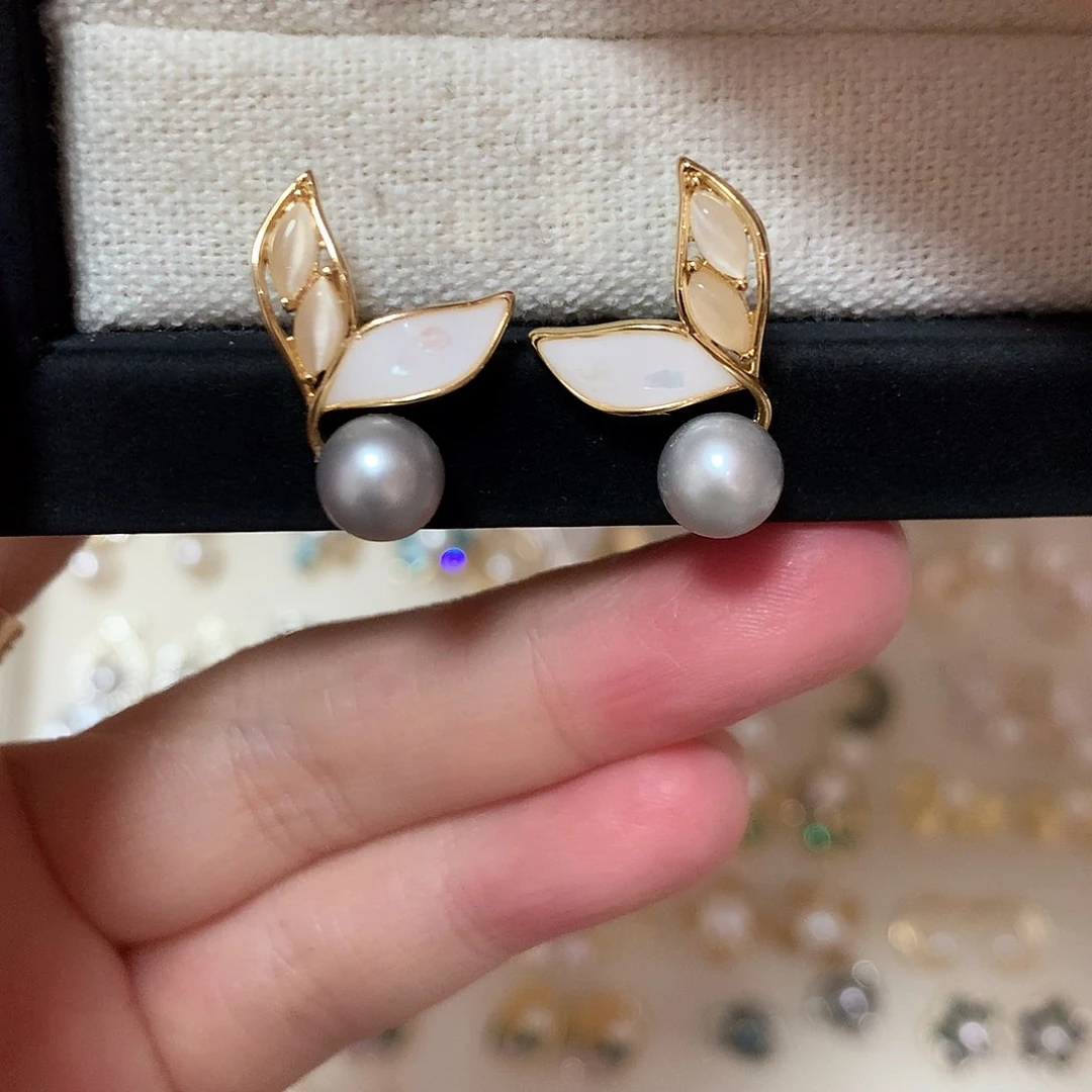 淡水珍珠耳饰合金