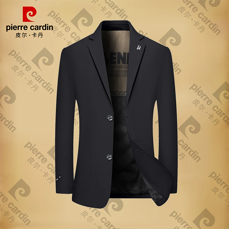 皮尔卡丹男士春夏季薄款商务休闲西服透气西装领男装外套上衣时尚