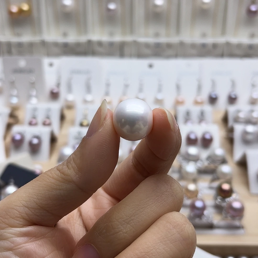 淡水珍珠吊坠(不含链)未镶嵌14.2裸珠通孔微瑕