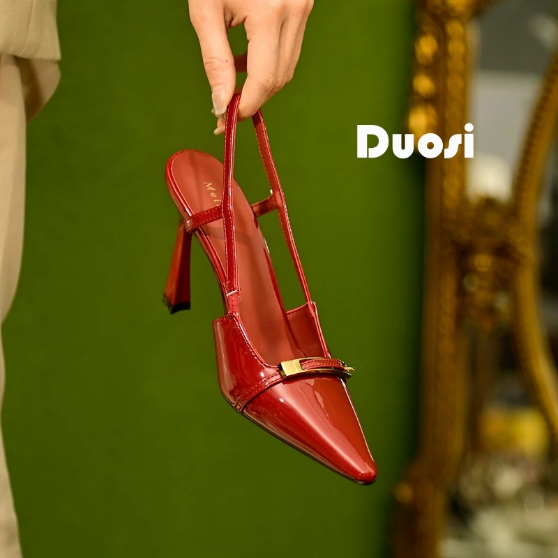 【DUOSI】10cm超高细跟高跟鞋女时尚尖头单鞋气质配裙子宴会鞋A990