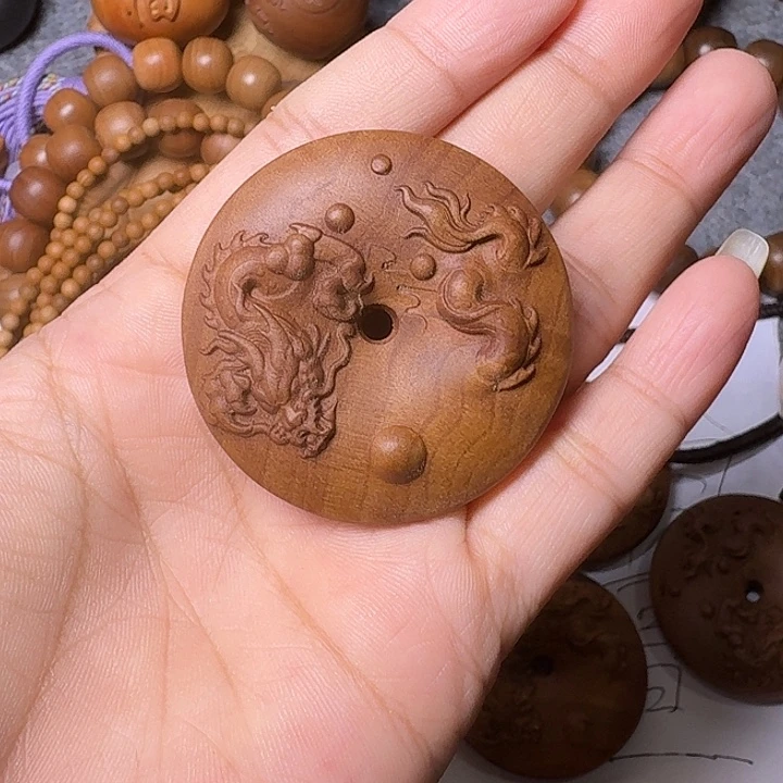 手串/手链檀香木老山檀香黑肉盘龙平安扣