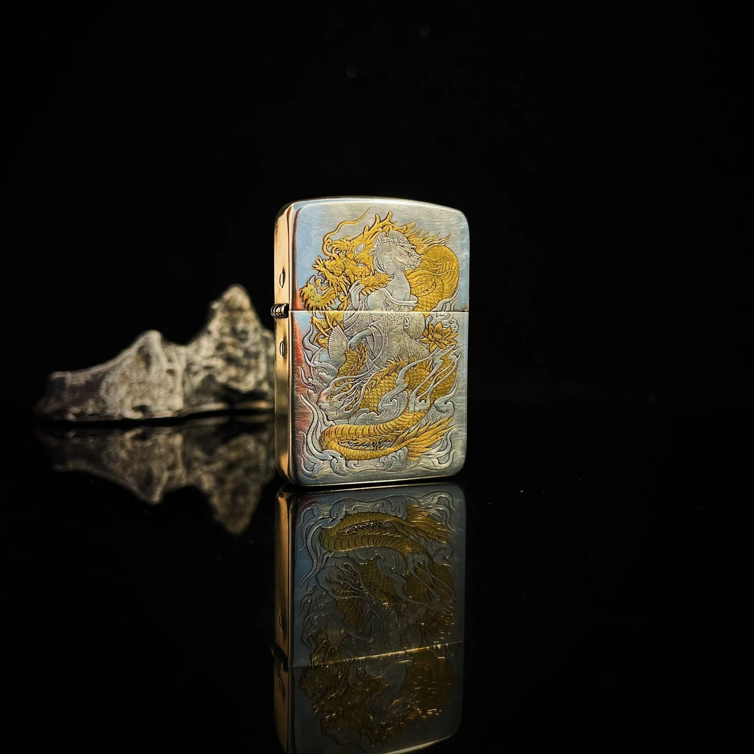 ZIPPO打火机正品DIY1941镀银鎏金龙章凤姿/送礼收藏（佳佳）
