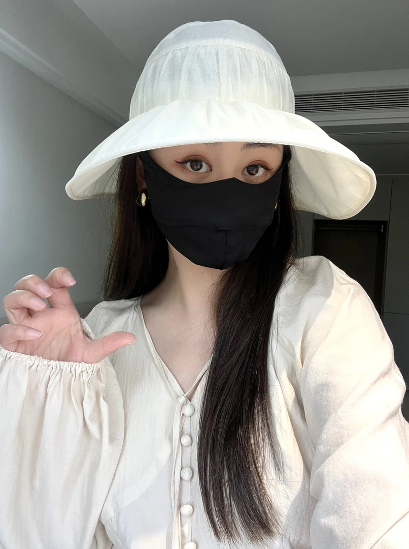 高版本大帽檐防晒空顶帽子夏季无顶帽轻薄防紫外线显脸小马尾帽女