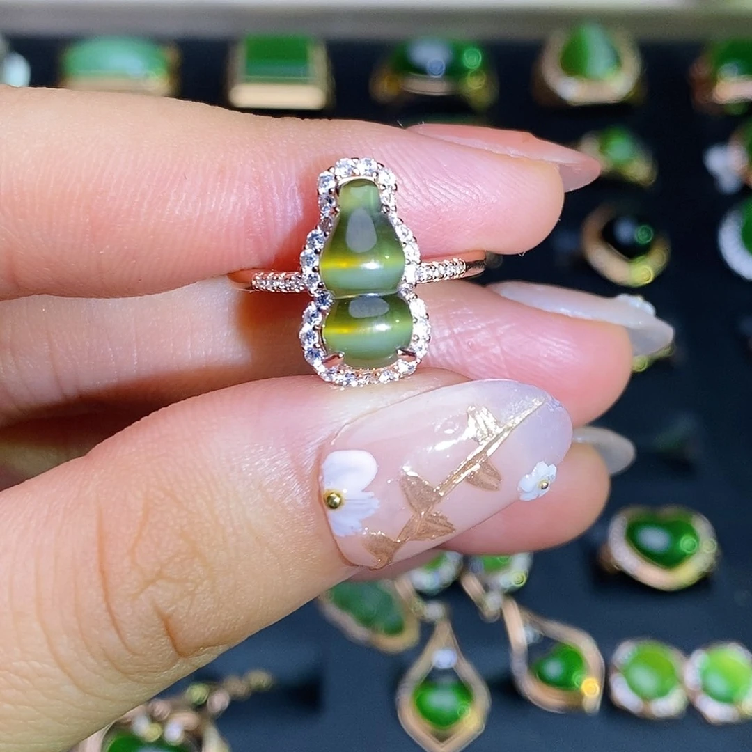 和田玉（碧玉）戒指银S925镶嵌