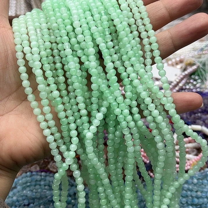 玛瑙/玉髓未镶嵌珠宝半成品2条4mm左右翡翠玉