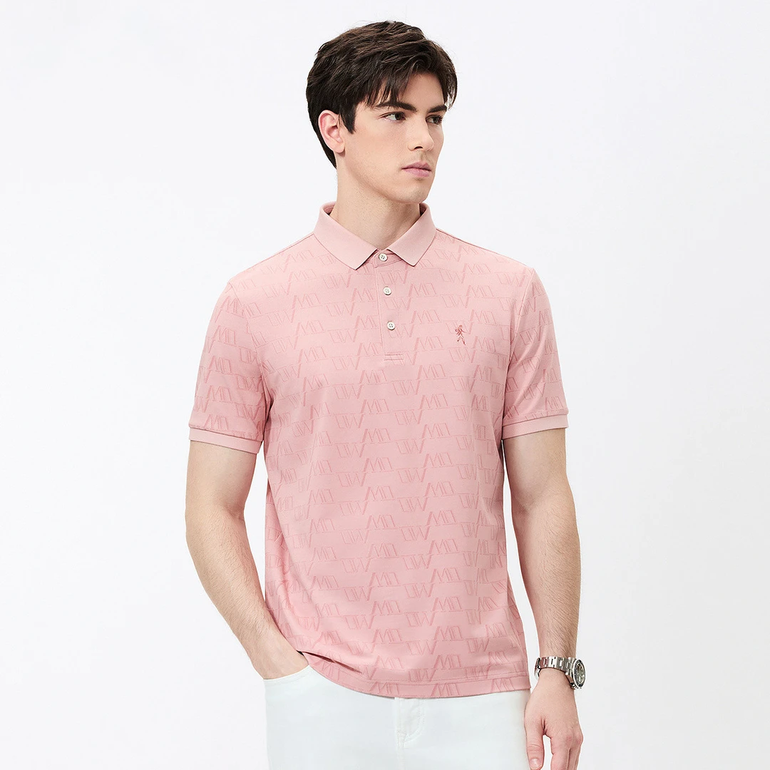 【7A抗菌+桑蚕丝+莫代尔】与狼共舞25夏季弹力老花满印短袖POLO衫男