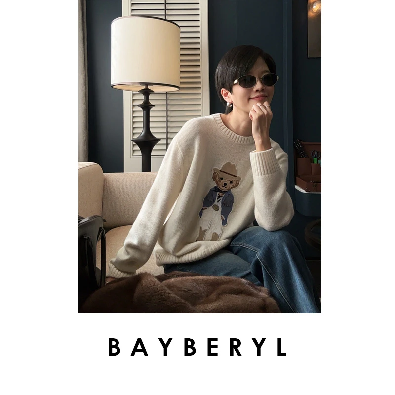 BAYBERYL老贝迪克小熊*重工羊绒减龄秋针织衫ZZS5G0243-9/27