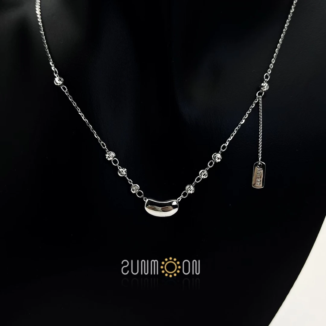 坠链均925银 SUNMOON相思豆纯银CNC幸运lucky项链送女友轻奢气质
